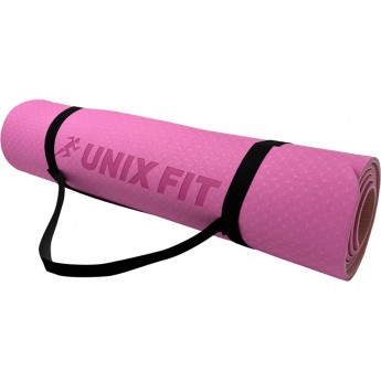 Коврик для йоги и фитнеса UNIX FIT двусторонний, 180 х 61 х 0,6 см, двуцветный, розовый